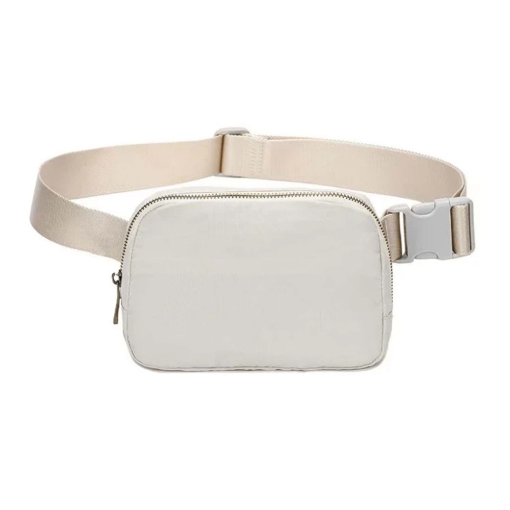 Zip Front Waterproof Fanny Pack white buckle strap